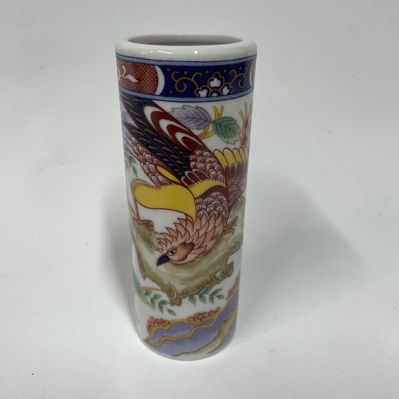 Imari Other - Japanese Imari Porcelain Phoenix Design Vase 5" JAPAN Brush Pot Oriental Bird
